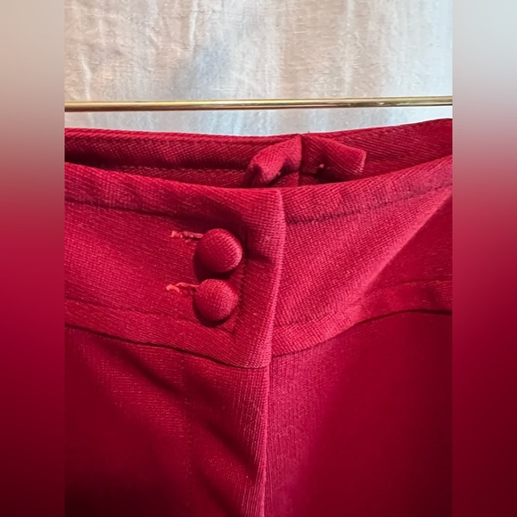 Vintage Elegant Red Wide Leg Trousers with White Embroidery - Picture 8 of 14